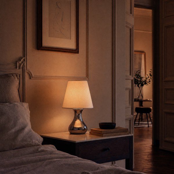 Krēmkrāsas/sudraba krāsas metāla galda lampa ar auduma abažūru (augstums 36 cm) Nell – Premier Housewares-image-1