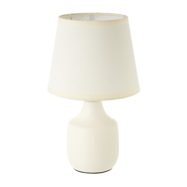 Balta/krēmkrāsas keramikas galda lampa ar auduma abažūru (augstums 24 cm) – Casa Selección