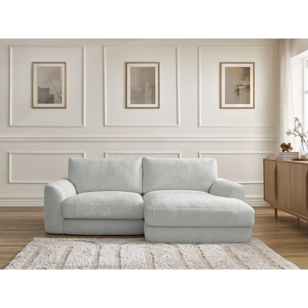 Gaiši pelēks stūra dīvāns no šenila auduma (ar labo stūri/ar zvilni) Leonore – Bobochic Paris-image-1