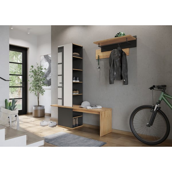 Tumši pelēks priekšnama komplekts ar ozolkoka imitāciju – Germania-image-3