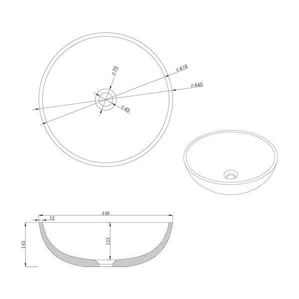 Tumši pelēka betona apaļa izlietne ø 44 cm Turf – Sapho-image-3