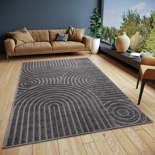 Antracīta pelēks paklājs 57x90 cm Iconic Wave – Hanse Home-image-1