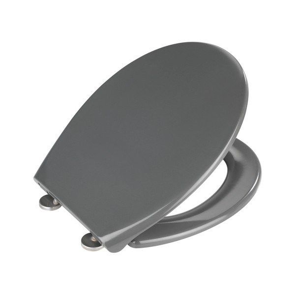 Tumši pelēks tualetes poda sēdeklis ar vieglu aizvēršanu Wenko Samos, 44,5 x 37,5 cm-image-2