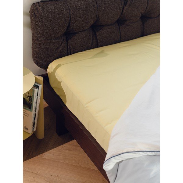 Dzeltens kokvilnas palags ar gumiju 180x200 cm Oba – noo.ma-image-1