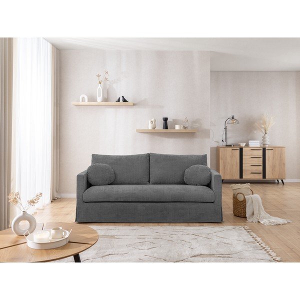 Tumši pelēks dīvāns 195 cm Paphos – Ropez-image-3