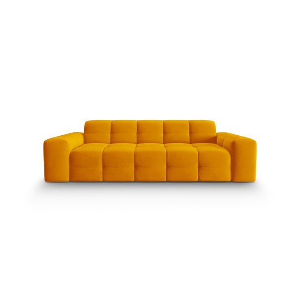 Okera dzeltens samta dīvāns 222 cm Kendal – Micadoni Home