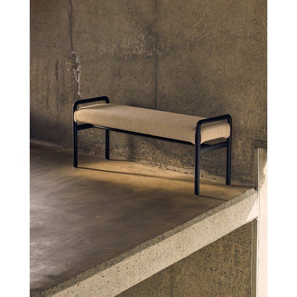 Melns/krēmkrāsas sols no šenila auduma Macaret – Kave Home-image-1