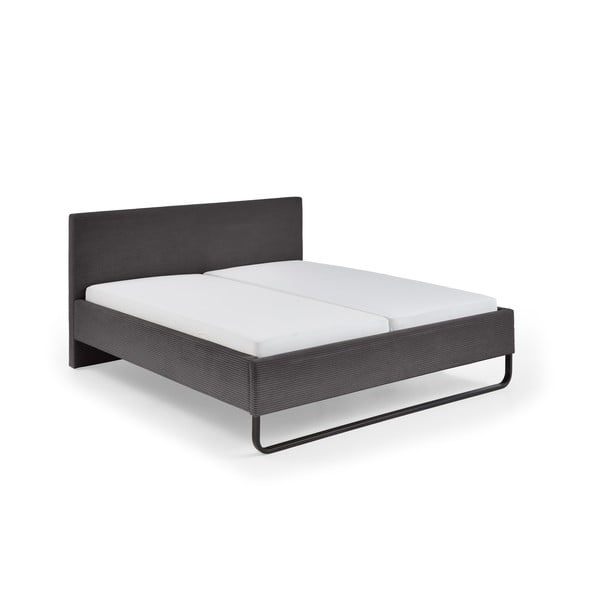Pelēka polsterēta divvietīga gulta 180x200 cm Swing – Meise Möbel