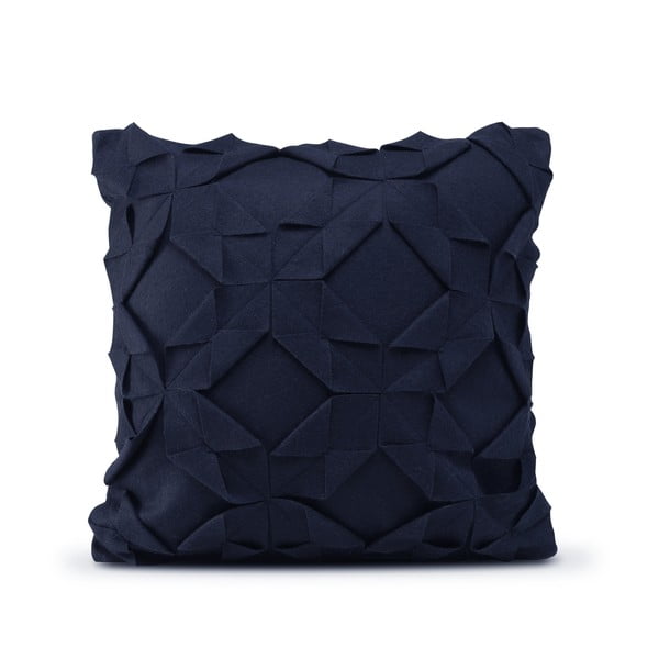 Tumši zils vilnas spilvendrāna pārvalks HF Living Felt Origami, 50 x 50 cm