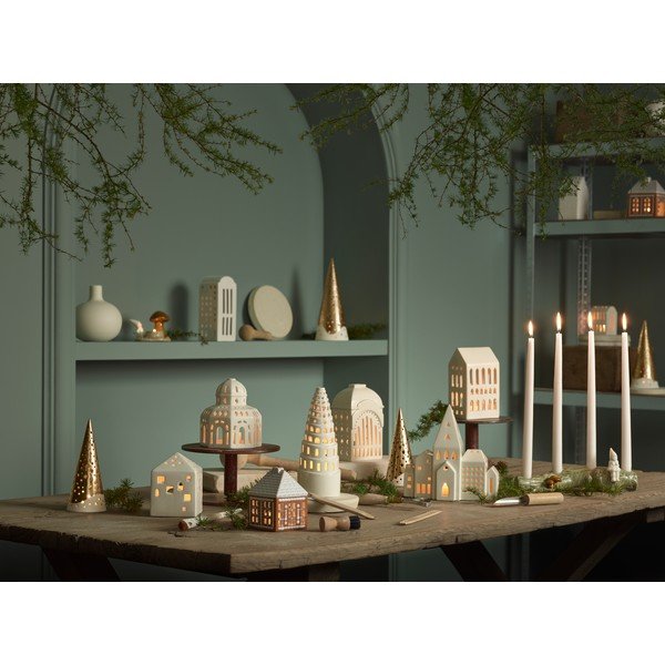 Porcelāna svečturis zelta krāsā Kähler Design Nobili, augstums 25,5 cm-image-2