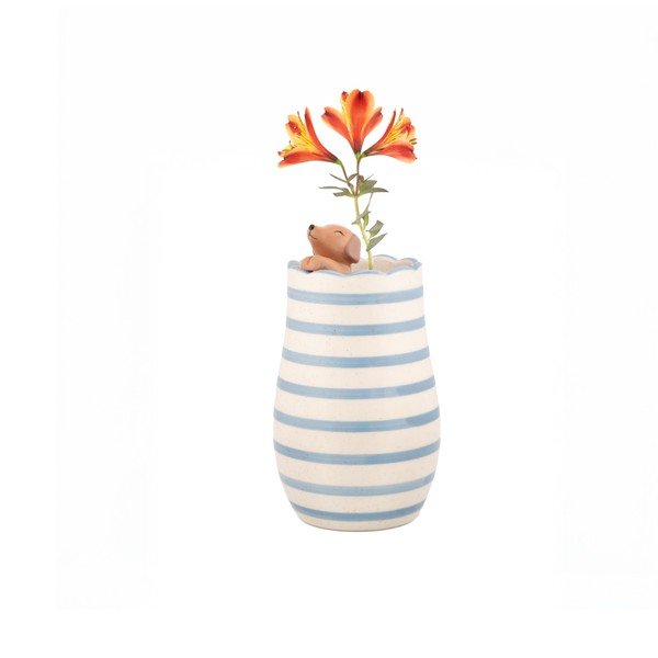 Balta dolomīta vāze (augstums 18,5 cm) Peeking Sausage Dog – Sass & Belle-image-3