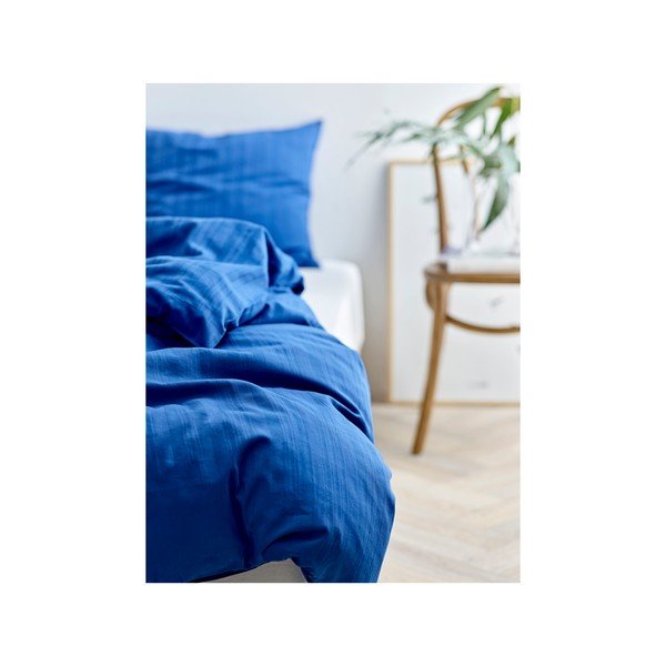 Tumši zila vienguļamā damasta gultas veļa 140x220 cm Noble – Södahl-image-1