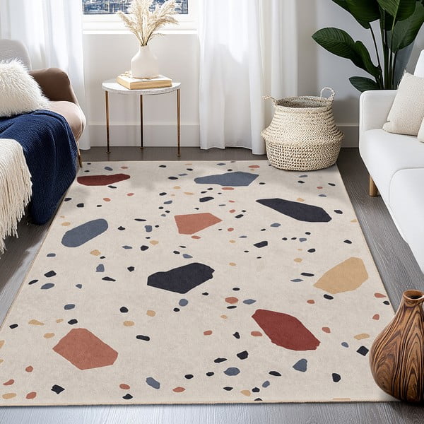 Krēmkrāsas mazgājams paklājs 80x150 cm Cracked Terrazzo – Mila Home-image-4