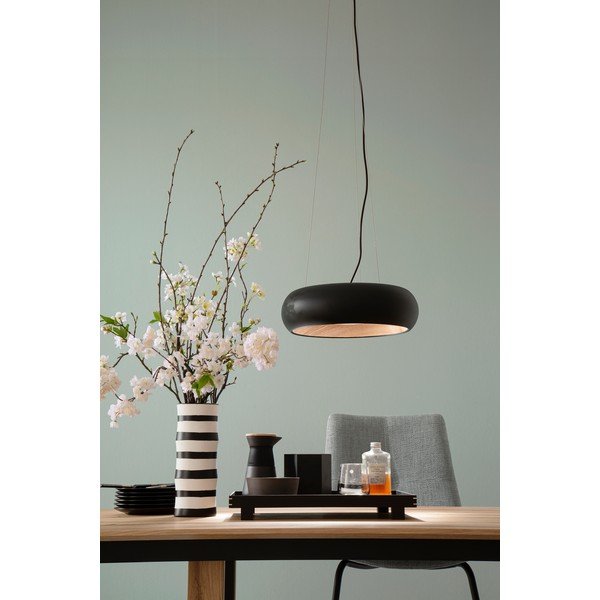 Melna LED piekaramā lampa ar regulējamu spilgtumu un metāla abažūru ø 40 cm Wood – Fischer & Honsel-image-2