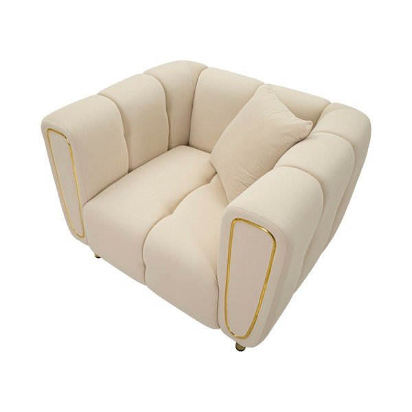 Krēmkrāsas samta atpūtas krēsls Alma – Mauro Ferretti-image-3