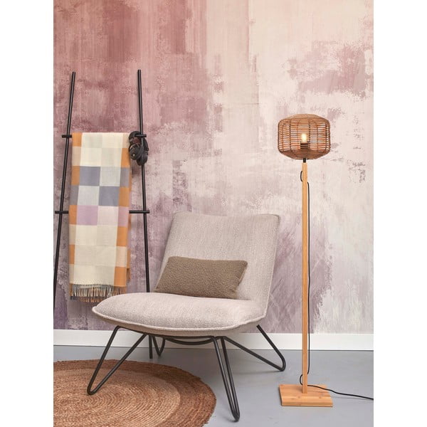 Dabīga toņa stāvlampa ar rotangpalmas abažūru (augstums 130 cm) Tanami – Good&Mojo-image-1
