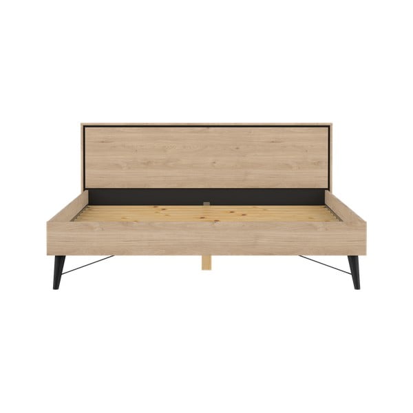 Dabīga toņa divvietīga gulta ar ozolkoka imitāciju un redelēm 180x200 cm Ry – Tvilum-image-2