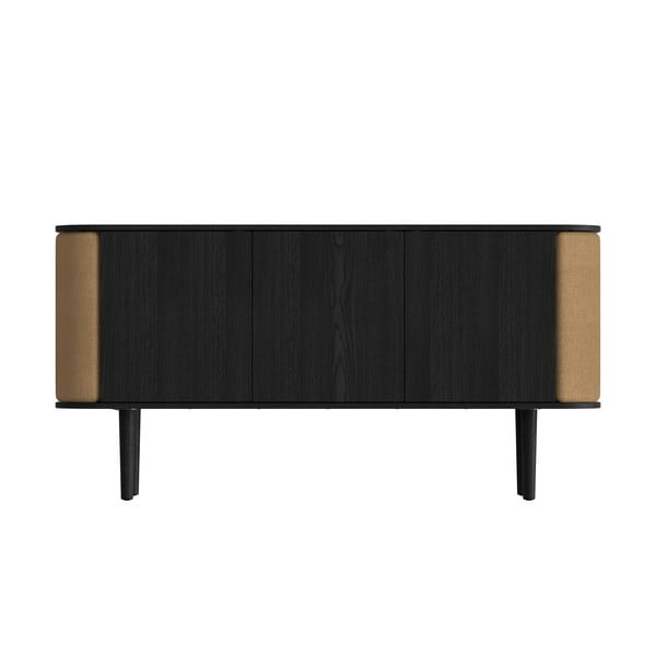 Melna/brūna zema kumode ar ozolkoka imitāciju 150x75 cm Treasures – UMAGE-image-3