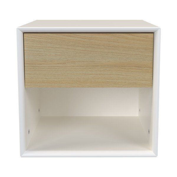 Balts/dabīga toņa naktsskapītis ar ozolkoka imitāciju Alba – Tenzo