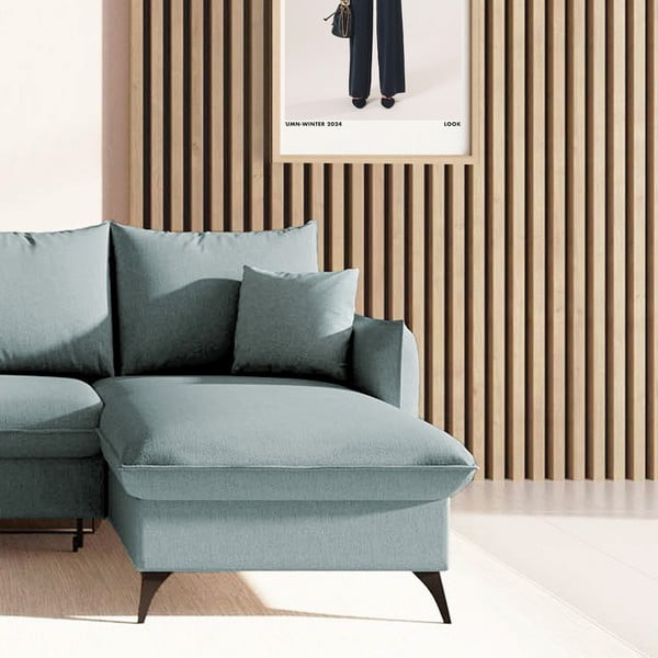 Gaiši zils salokāms stūra dīvāns ar uzglabāšanas vietu (ar labo stūri/ar zvilni) Brim – Rodier-image-4