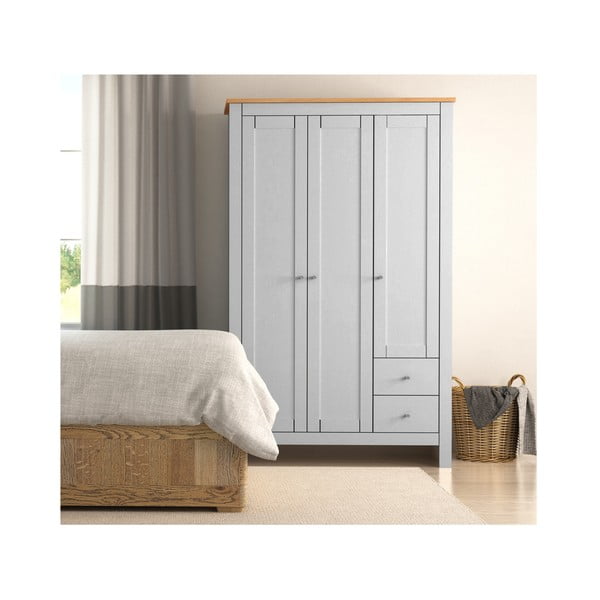 Pelēks/dabīga toņa drēbju skapis ar ozolkoka imitāciju 112x180 cm Emerald – Støraa-image-2