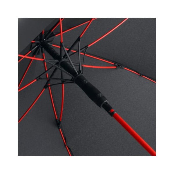 Melns vējdrošs lietussargs ar sarkanām detaļām Ambiance Fare Proof, ⌀ 112 cm-image-2