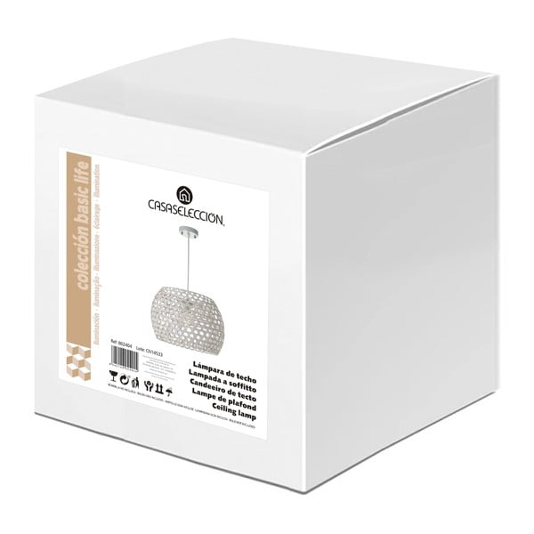 Krēmkrāsas piekaramā lampa no bambusa ø 35 cm – Casa Selección-image-4