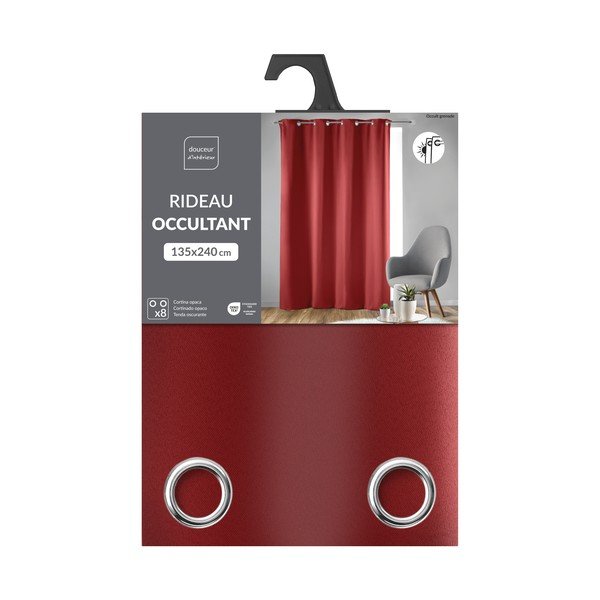Sarkans gaismu necaurlaidīgs aizkars 135x240 cm Occult – douceur d'intérieur-image-3
