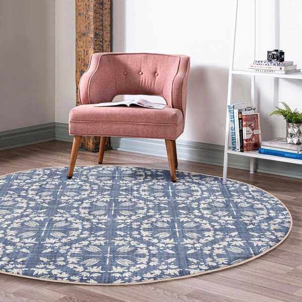 Zils mazgājams robotu putekļu sūcējiem piemērots apaļš paklājs ø 100 cm Comfort – Mila Home-image-3