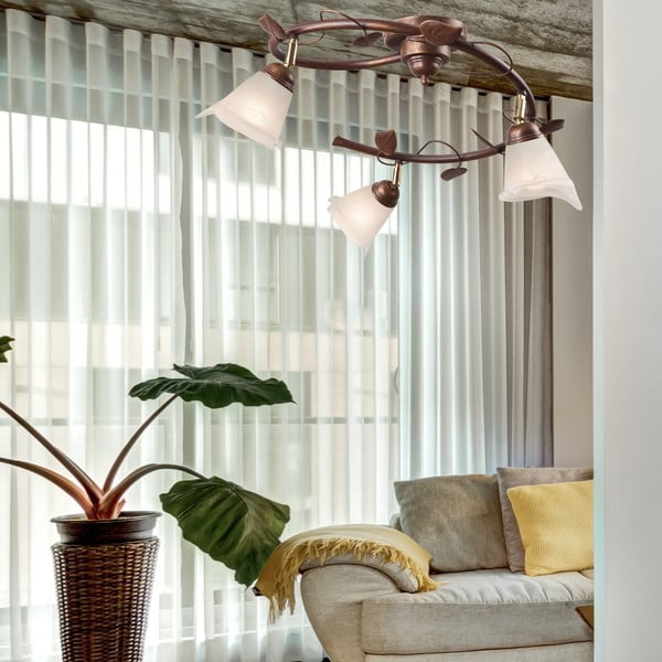 Tumši brūna griestu lampa ar stikla abažūru ø 13 cm Bluszcz – LAMKUR-image-2