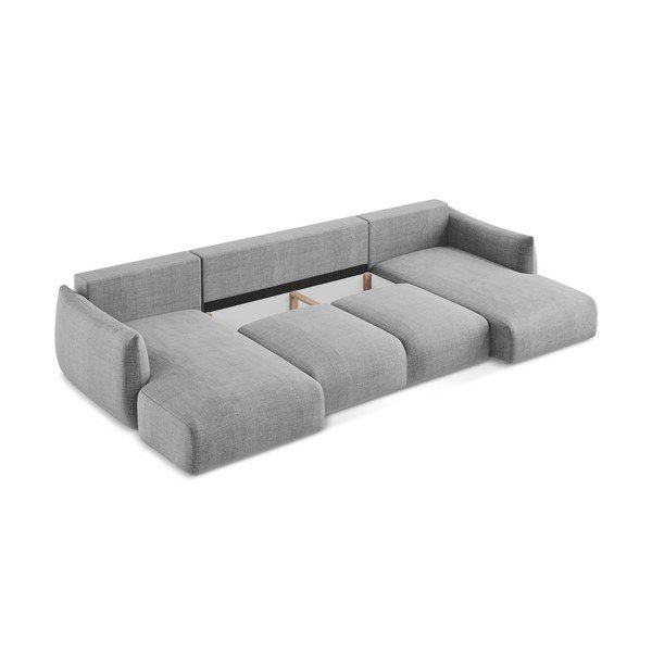 Gaiši pelēks salokāms (U veida) stūra dīvāns Leila – Makamii-image-4