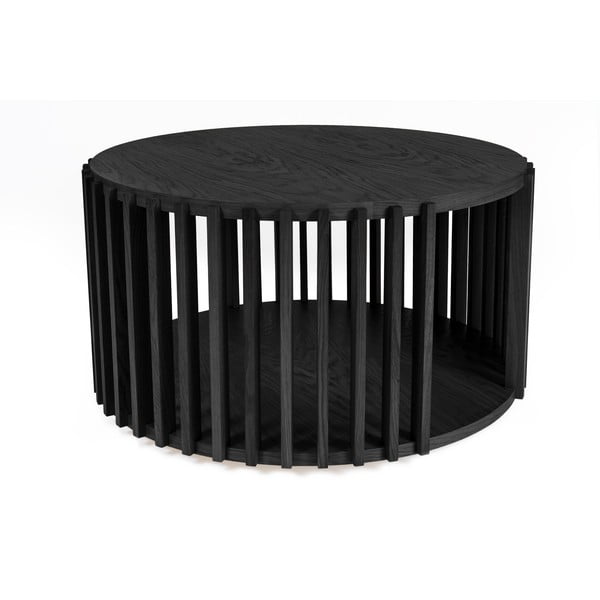 Melns ozolkoka kafijas galdiņš Woodman Drum, ø 83 cm-image-2