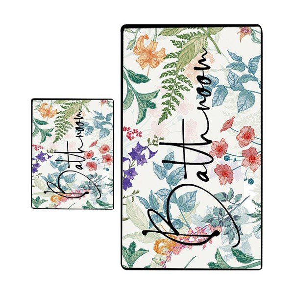 Vannas istabas paklājiņi (2 gab.) 60x100 cm Green In Flower – Foutastic