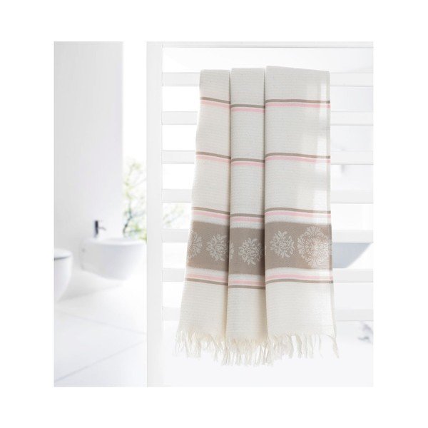 Gaiši brūns un smilškrāsas hamama dvielis Deco Bianca Loincloth Beige Stripe, 80 x 170 cm-image-2