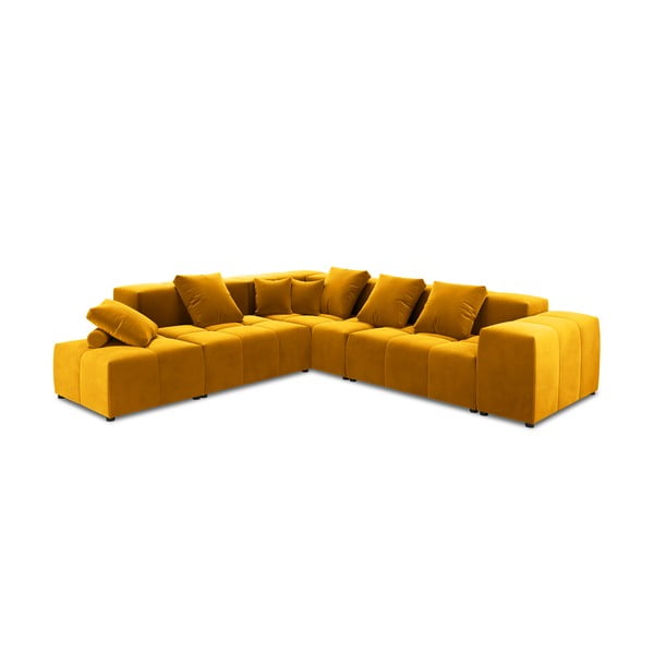Dzeltens samta stūra dīvāns (maināms stūris) Rome Velvet – Cosmopolitan Design 