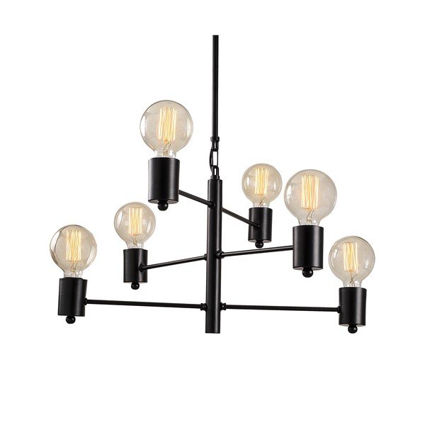 Melna griestu lampa ar 6 spuldzēm Opviq lights Hexa Long-image-4
