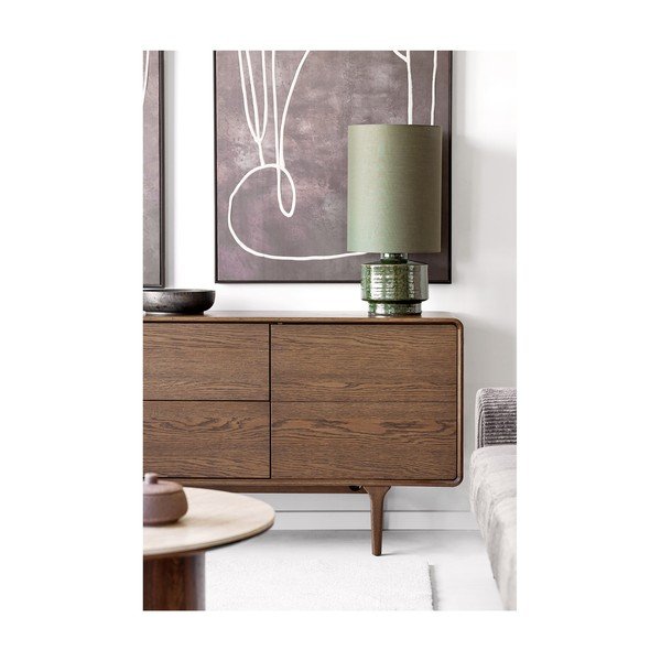 Tumši brūna kumode ar ozolkoka imitāciju 180x75x45 cm Darwin – House Nordic-image-1