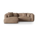 Gaiši brūns samta modulārais stūra dīvāns (ar kreiso stūri/ar zvilni) Martina – Micadoni 