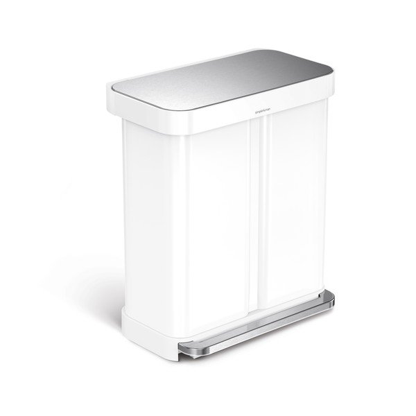 Balta atkritumu šķirošanas/ar pedāli tērauda atkritumu tvertne 34+24 l Dual – simplehuman