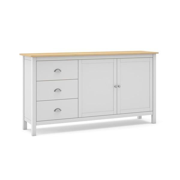 Balta/dabīga toņa zema priedes kumode 150x80,5 cm Misti – Marckeric-image-3