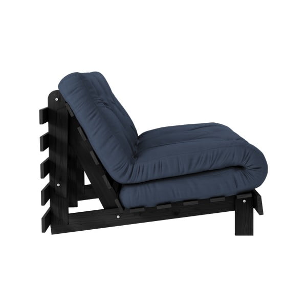 Tumši zils salokāms dīvāns 140 cm Roots Black Night – Karup Design-image-4