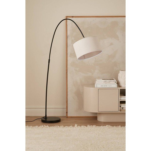 Balta/melna tekstila stāvlampa ar saliekamu konstrukciju (augstums 145 cm) Arc – Ellos Home-image-2