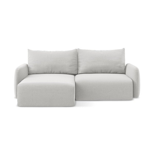 Gaiši pelēks samta salokāms stūra dīvāns ar uzglabāšanas vietu (ar kreiso stūri/ar zvilni) Kalena – Makamii