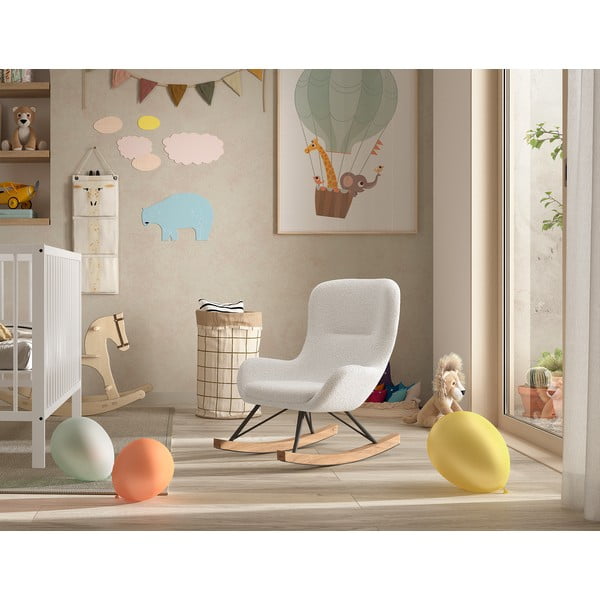 Balts šūpojošs bērnu atpūtas krēsls no buklē auduma ROCKY – Vipack-image-1