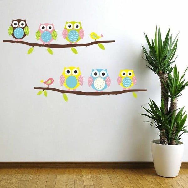 Sienas uzlīmju komplekts Ambiance Owls and Birds on Tree