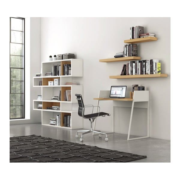 Balts grāmatu plaukts ar ozolkoka detaļām TemaHome London-image-1