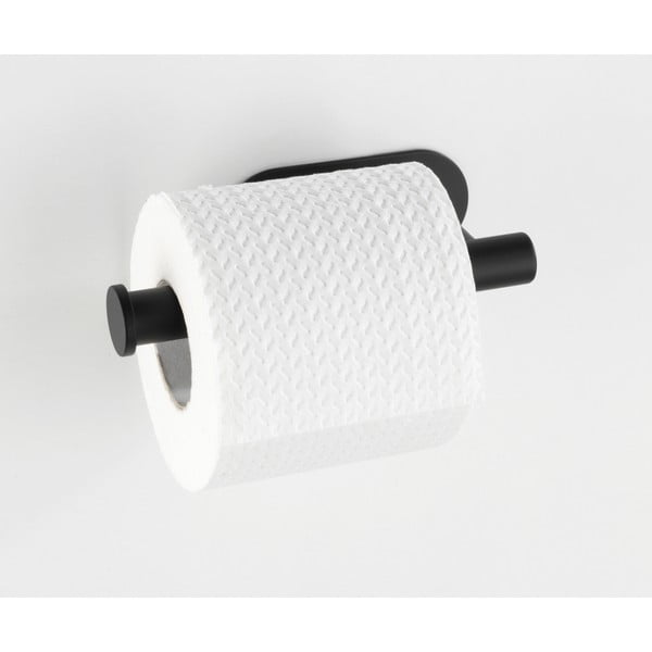 Matēti melns nerūsējošā tērauda pašlīmējošs tualetes papīra turētājs Orea – Wenko-image-1