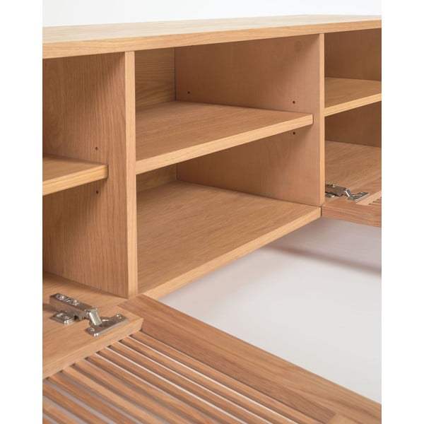 Dabīga toņa TV galdiņš ar ozolkoka imitāciju 180x50 cm Beyla – Kave Home-image-4