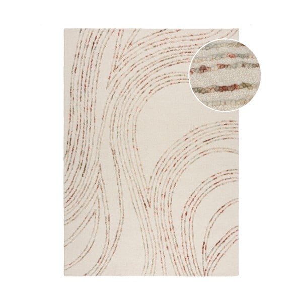 Oranžs/krēmkrāsas vilnas paklājs 80x150 cm Abstract Swirl – Flair Rugs