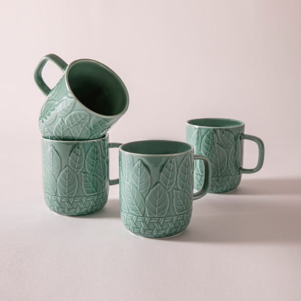 Tirkīzzilas porcelāna krūzes (4 gab.) 400 ml Heath Jade – Ladelle-image-3